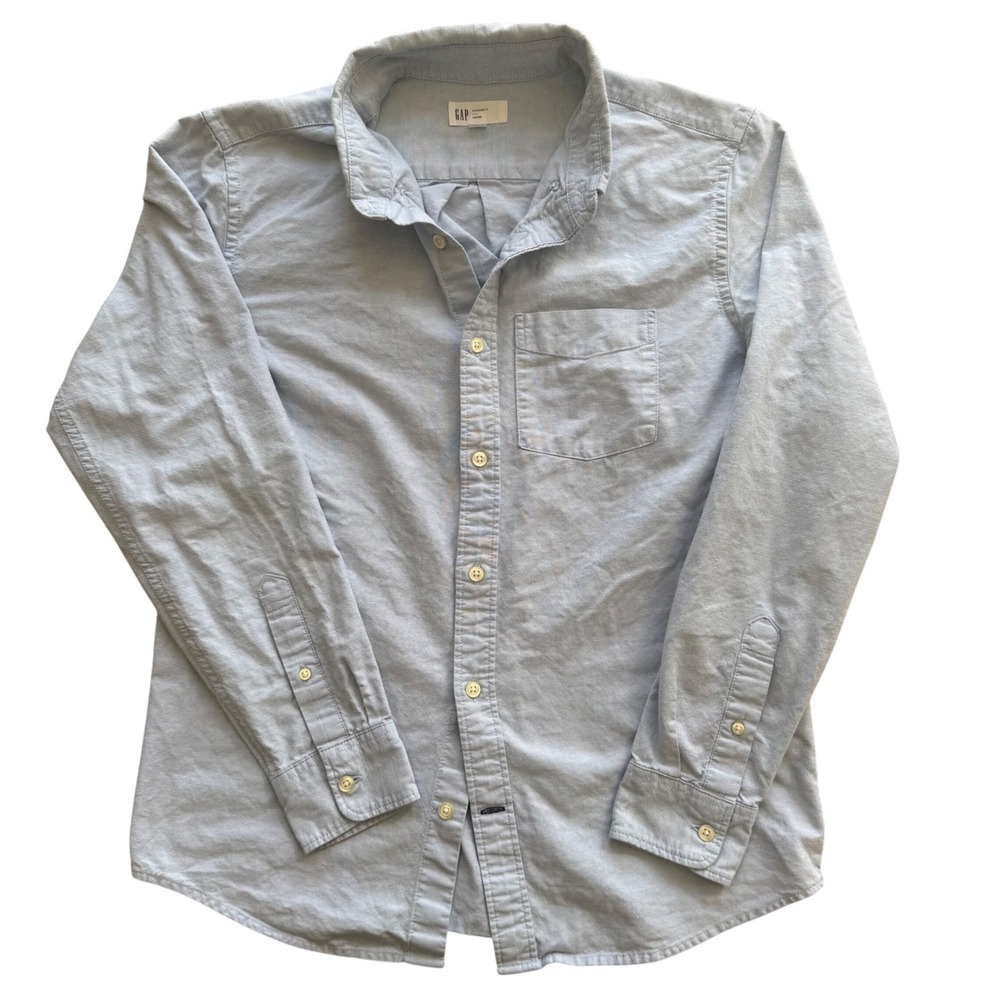 GAP Womens Standard Fit Oxford‎ Shirt Light Blue Long Sleeve academia modern XS